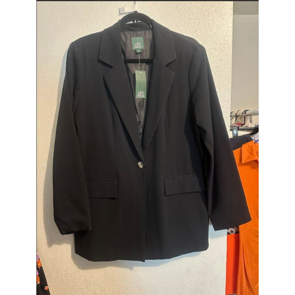 Wild Fable Black Blazer • Oversized Single-Button Coat • Chic Layering Piece